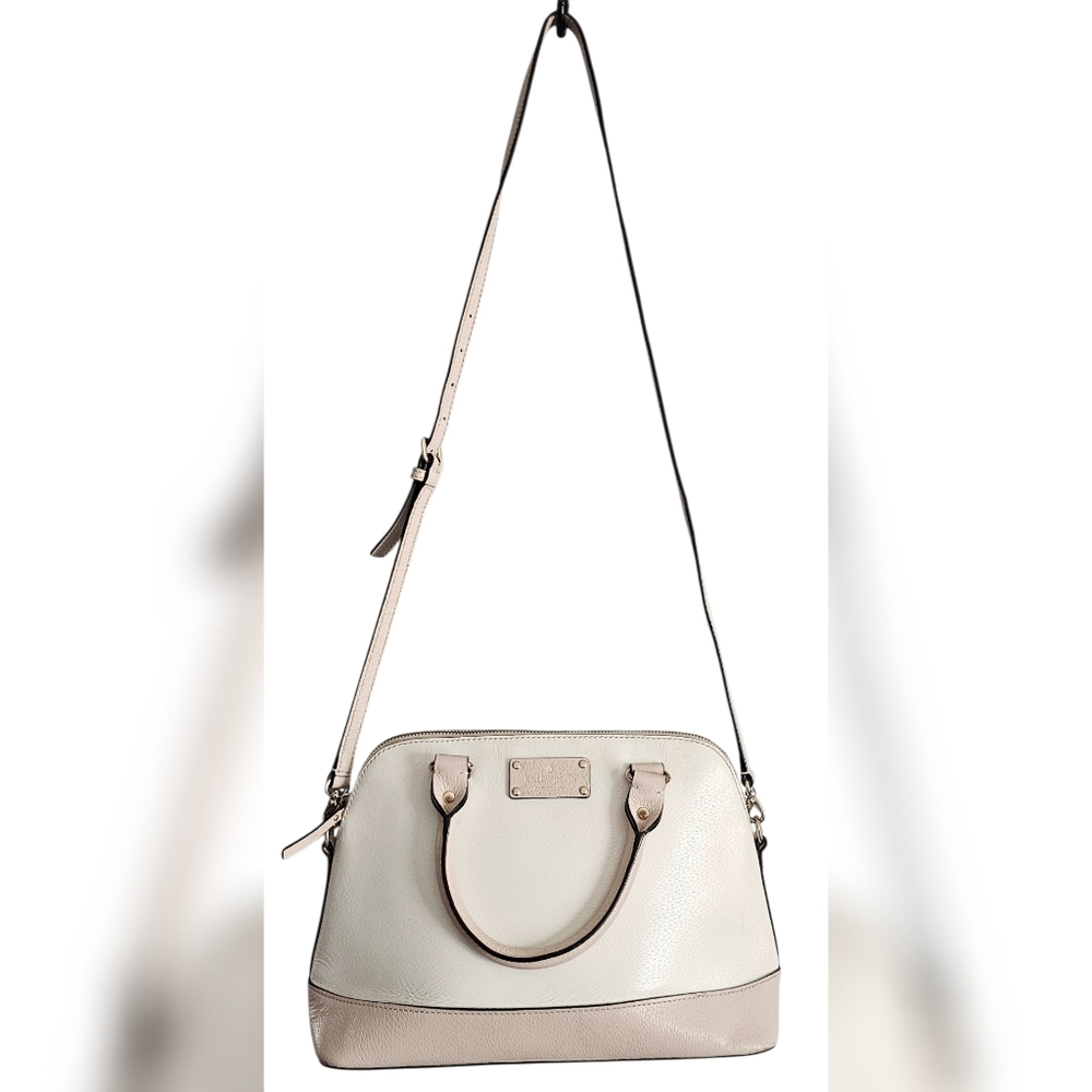 Kate Spade New York Cream & Blush Pink Wellesley Rachelle Handbag Gold Accents